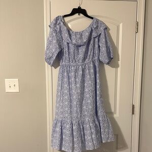 Blue Floral Midi Dress